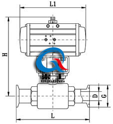 衛生級氣動球閥主要外形圖